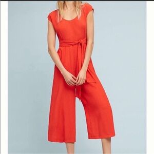 Anthropologie Abbey Crop Gauze Wide-Leg Belted jumpsuit. Women’s size 2.